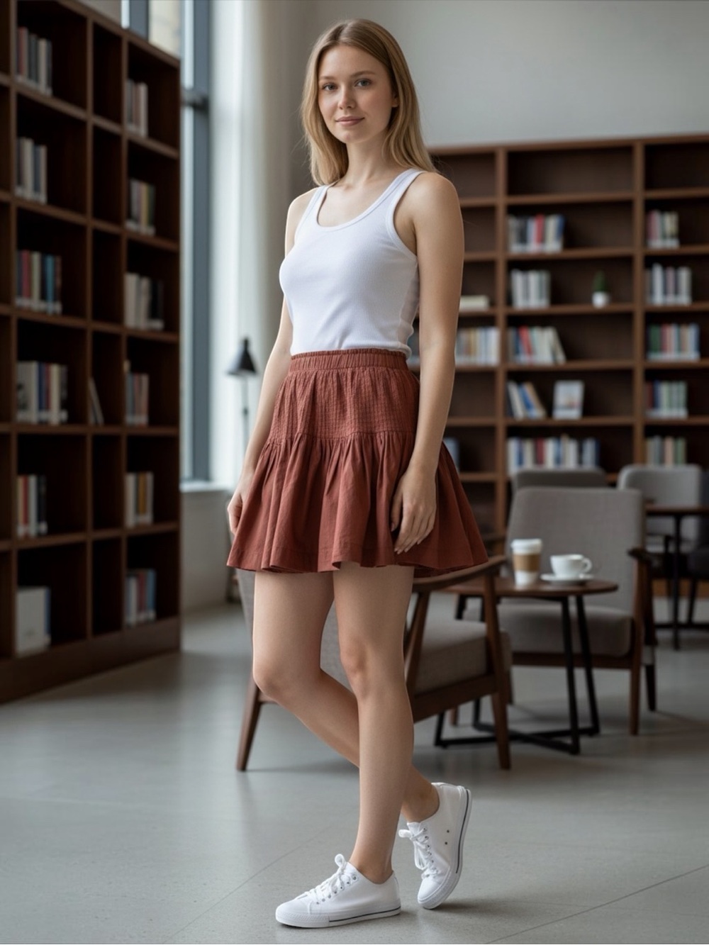 Anthropologie Rust Smocked Tiered Mini Skirt